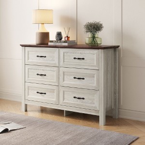 LINSY HOME Farmhouse Rustic Dresser with Large Drawers, Spacious Bedroom Storage Cabinet - 1 of 4