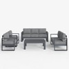 LayinSun 5 Pieces Aluminum Outdoor Patio Furniture Set, Metal Modern Conversation Sofa Set with Coffee Table and Washable Thick Cushions - 2 of 4