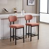 Modern 26" Counter Bar Stools with Backs Set of 2, Fabric Counter Height Chairs with Black Metal Legs for Kitchen Island – Cuddlewood - 2 of 4