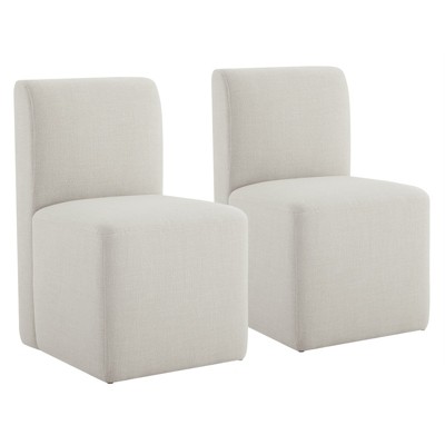 Spruce&Spring Upholstered Dining Chairs with Casters Set of 2