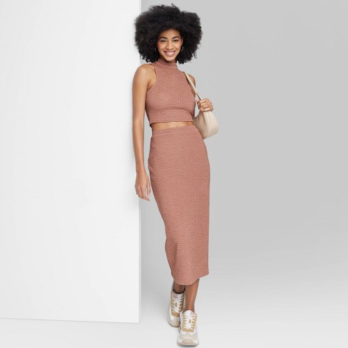 Women s Puckered Knit Midi Skirt Wild Fable Target