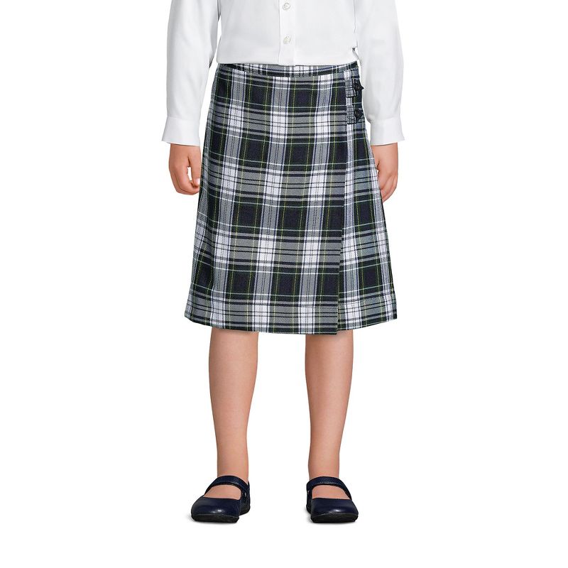 Lands' End School Uniform Kids Slim Plaid A-line Skirt Below the Knee, 3 of 4