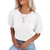 Women's Round Neck Short Sleeve Sweater Summer Casual Puff Sleeve Pullover Knit Top - 2 of 4