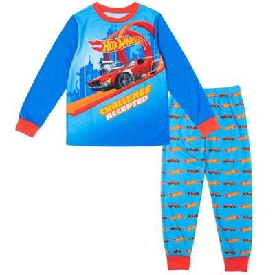Hot Wheels Little Boys Pajama Boy's Shirt And Pants Sleep Set Blue 4 ...