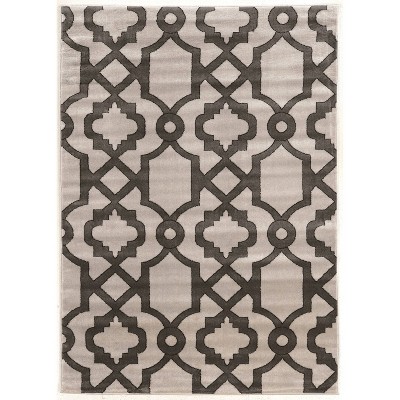 Linon 8'x10' Elegance Geo Rug Gray: Traditional Geometric Indoor Area Rug, Low Pile, Machine Made, 10x8 Foot