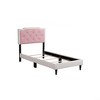 Sapphtopaz Modern Twin Size Bed Frame with Headboard Upholstered Platform Bed with Slat Support for Bedroom, Apartment, Hotel - 3 of 4