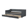Vynxaria Twin Size Daybed with Drawers Upholstered Tufted Sofa Bed, with Waved Shape Arms-Dark Grey - 4 of 4