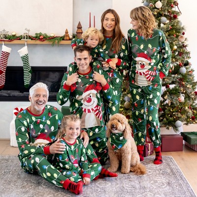Christmas Matching Family Pajamas Set Reindeer Green Print PJS with Christmas Socks Green