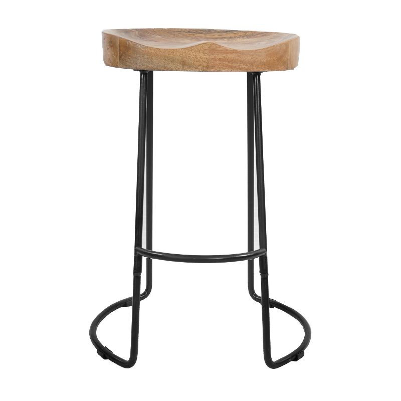 Wooden Saddle Seat Barstool Brown and Black - The Urban Port, 5 of 27