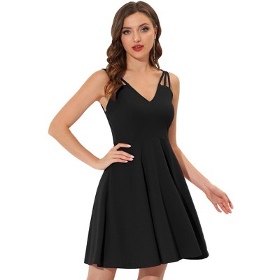 Allegra K Women's Party Dresses With Triple Straps Backless Sleeveless  Cocktail Dress Black Medium : Target