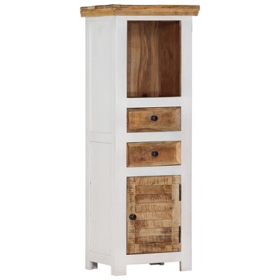 VidaXL Highboard Brown&White 15.7 in.x11.8 in.x43.3 in. Solid Wood Mango and Acacia