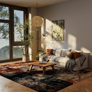 LOVEVOOK Living Room Rug Abstract Area Rugs Machine Washable Large Carpet Non-Slip Faux Wool Indoor Vintage Rugs for Bedroom, Dining Room - 1 of 4