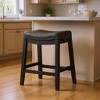 HomeRoots 26" Charcoal and Black Faux Leather and Solid Wood Backless Counter Height Bar Chair - 2 of 4