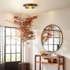 Rennnsan Solvar 11"W 2-Light Drum Seeded Glass Modern Dimmable Flush Mount - 2 of 4