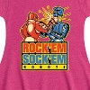 Girls' - Rock 'Em Sock 'Em Robots - Red Rocker, Blue Bomber Fit & Flair Cap Sleeve Dress - 2 of 2