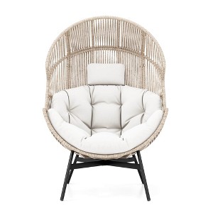 Tangkula Wicker Stationary Egg Chair Lounge Basket Sofa Chair w/ Heavy-Duty Metal Frame - 1 of 4