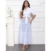 Coolmee Women Sexy Tunics Blouse Puff Short Sleeve Bodycon High Low Asymmetrical Ruffle Shirt Top Dress - 3 of 4