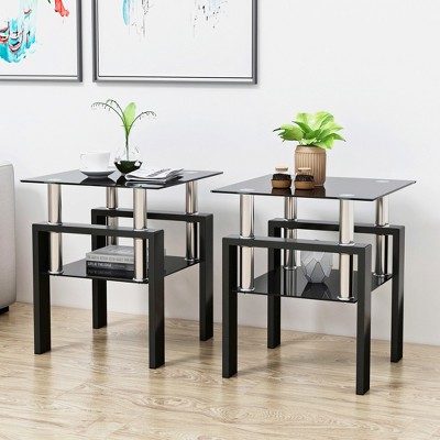 Modern Glass Tea Table, Coffee Table End Table, Square Table for Living Room