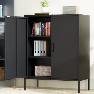 SKRAN Metal Cabinet with Adjustable Shelves, Heavy-Duty Kitchen Storage Cabinet for Bathroom, Bedroom,Living Room & Home Office