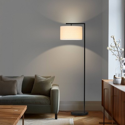 Brightech Montage Modern (Includes LED Light Bulb) Floor Lamp Black: Compatible with Alexa & Siri, Linen Shade