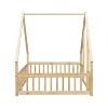 NicBex Twin Size Wooden Floor Bed, House Shaped Platform Bed Frame with Guardrail for Boy and Girl, Easy Assembly - 3 of 4