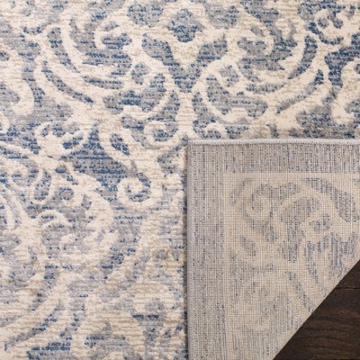 Elegant Light Grey/Blue Synthetic 2' x 12' Hand-Knotted Area Rug
