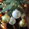 Northlight 4ct Striped Deer Christmas Glass Ball Ornament Set 4.5" - Champagne Gold/White - 2 of 4