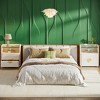 ORRD Modern White Nightstand with Glass Top, 2 Drawers & Open Shelf, Gold Handles & Legs - 4 of 4