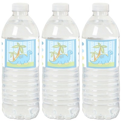 Big Dot of Happiness Baby Boy Dinosaur - Baby Shower or Birthday Party Water Bottle Sticker Labels - Set of 20