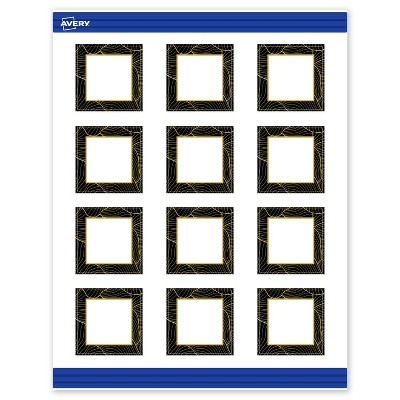 Avery Square Business Cards, Black with Gold Pattern, 2" x 2"