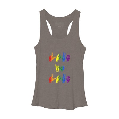 Adult Design By Humans Love Is Love Sign Language Pride By ToruSanogawa Racerback Tank Top