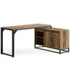 Resenkos Computer Desk, Office Desk, Study Desk,L-Shaped Executive Desk, 53" Farmhouse Computer Desk Corner Desk with Cabinet,Brown - 4 of 4