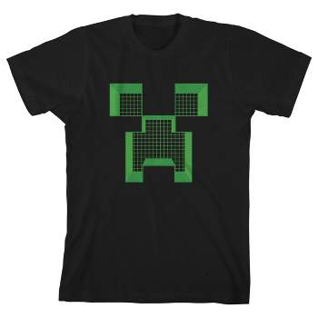 Minecraft Creeper Face Grid Boy's Black T-shirt
