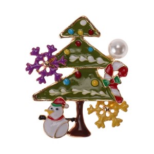 Unique Bargains Christmas Brooches YNCP5766 Alloy Dripping Wax Green 1.57"x1.81" 1 Pc - 1 of 4