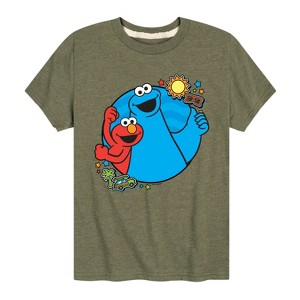 Boys' - Sesame Street - Cookie Monster And Elmo Travel Short Sleeve Graphic T-Shirt - 1 of 4