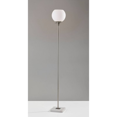 71" Brushed Steel and Marble Torchiere Floor Lamp