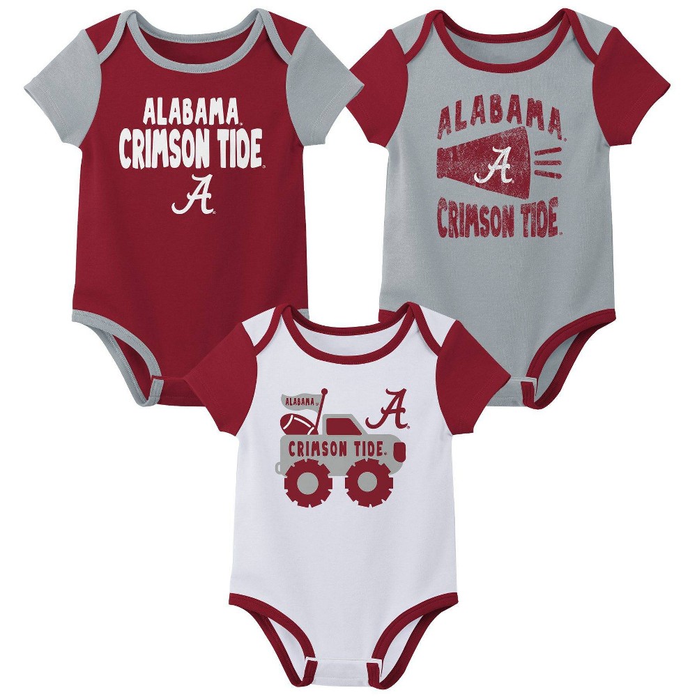 NCAA Alabama Crimson Tide Infant Boys 3pk Bodysuit