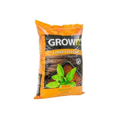 Hydrofarm GROW!T Coco Coconut Fiber Garden Soilless Growing Medium Soil Alternative, Conditioner, and Base, 1.5 Cubic Foot Spread, 24 Pound Bag