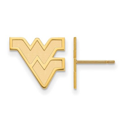 Black Bow Jewelry 14k Yellow Gold West Virginia Mountaineers NCAA Post Earrings