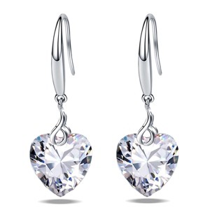 Paaaawaters 925 Sterling Silver 5A 10mm Heart Cubic Zirconia Dangle Earring for Women - 1 of 4