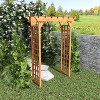 Gulches Set of 2 Brown Raised Planters Garden Beds, 22x8x6 - with Grid Design, Outdoor Wooden Planters and Plant Stand with Climbing Trellis - 2 of 4