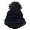 CTM Women's Knit Winter Beanie with Cuff and Synthetic Fur Pom - 2 of 4