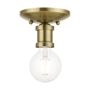 Livex Lighting Lansdale 1 - Light Flush Mount in  Antique Brass - 1 of 3