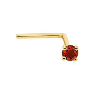 Jewelry Avalanche 22G 14K Gold L-shape Nose Stud with Garnet Gemstone - 1 of 2