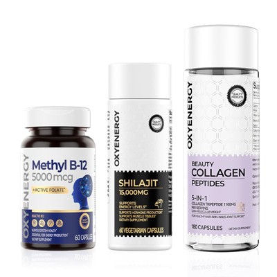 OXYENERGY Methyl B12, Advanced Collagen & Shilajit Bundle