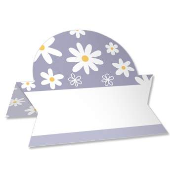 Big Dot of Happiness Purple Daisy Flowers - Floral Party Tent Buffet Card - Table Setting Name Place Cards - Set of 24