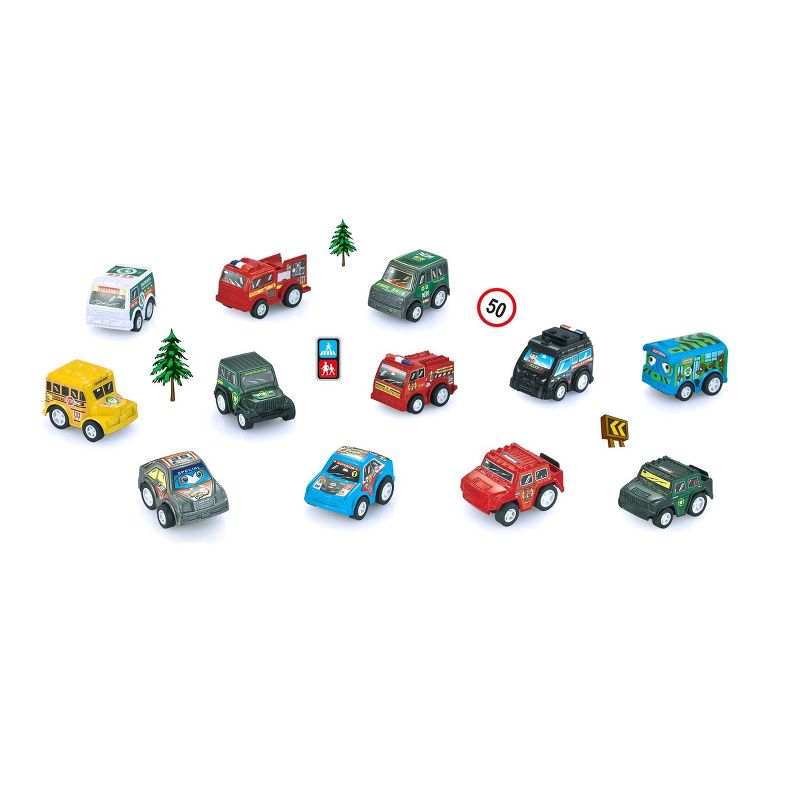 Insten 12 Pieces Pull Back and Go Race Cars with Road Signs, Toy Playset for Kids, 2 of 4