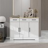 Farmhouse Server Bar Wine Cabinet Shelves Console Table with 3 Drawers & 3 Doors Buffet Cabinet Storage Sideboard for Living Room Kitchen Dining Room - 4 of 4