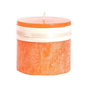 Northlight Unscented and Smokeless Pillar Candle - 3.25" - Tangerine Orange - 1 of 3