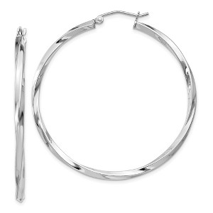 Black Bow Jewelry 2.5mm SterlInchg Silver, Twisted Round HoopEarrings, 45mm (1 3/4 Inch) - 1 of 4